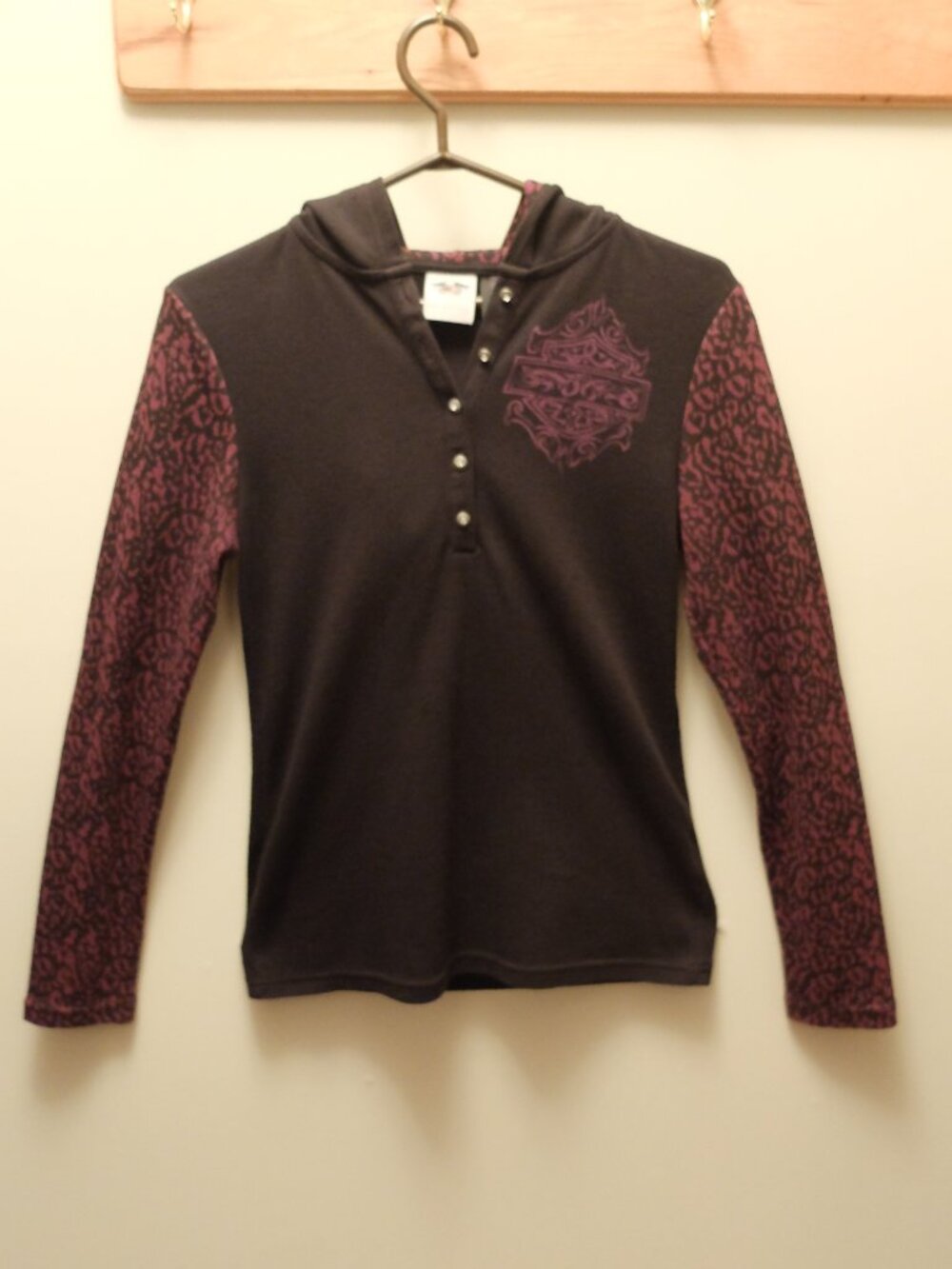 Harley-Davidson Black Hooded Thermal Top with Purple Accents